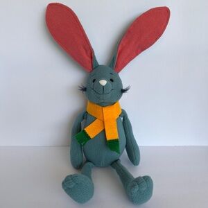Handcrafted 15" Red Rope Cooperative Plush Bunny Floppy Ears Made In Phillipines